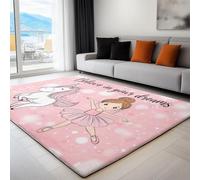 Washable Area Rug Cartoon Unicorn Ballet Girl 180 x 240 cm Area Rugs for Living Room, Pink Soft Anti Slip Indoor Floor Carpet for Bedroom Dining Kitchen Home Runner