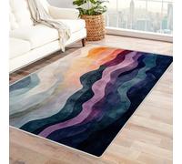 Washable Area Rug Geometric waves Large Rugs,with Non-Slip Backing & Durable Edge Binding, for Living Room, Bedroom,Dinning Room(Purple;)-210x270cm