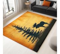 Washable Area Rug Moose Pine Tree Silhouette 120x180 cm Area Rugs for Living Room, Extra Soft Anti Slip Indoor Floor Carpet, for Bedroom, Dining Room, Kitchen, Home Decor Rug