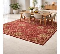 Washable Area Rug OrientalPattern Red & Yellow 80 x 120 cm NonSlip Short Pile Kitchen Mat Indoor Runner Entryway & Patio Floor Carpet