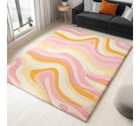 Washable Area Rug Peach Pink Living Room, Anti-Slip Soft Vortex retro fashion pattern Printed Carpet, Low Pile Stain Resistant Floor Mat Kitchen Office Home Decor, 160 x 230 cm