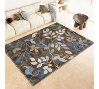 Washable Area Rug Retro Blue Gray Abstract Leaf Design NonSlip Soft Short Pile Carpet for Living Room Bedroom Hallway 60x180cm Modern Home Decor
