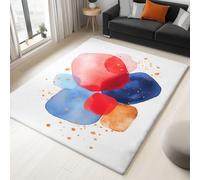 Washable Area Rug Watercolour Abstract Shapes 140 x 200 cm Area Rugs for Living Room, White Soft Anti Slip Indoor Floor Carpet, for Bedroom Dining Kitchen Home Runner