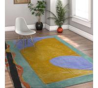 Washable Area Rugs 120x180 Non-slip Modern Abstract Soft Rug for Living Room Entryway Bedroom Nursery Minimalist Abstract Henri Matisse Area Rug Mustard Yellow Blue Geometric Rugs Home Office Dorm