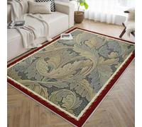 Washable Area Rugs 180x270 for Living Room Bedroom Kids Room Nursery William Morris Botanical Acanthus Stain Resistant Area Rug Non Slip Pet Kids Friendly Vintage Rugs Boho Farmhouse Decor