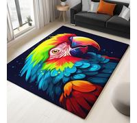 Washable Area Rugs Colorful Parrot Bird 80x150cm Living Room Rug Large Non Slip Carpet, Soft Faux Wool Short Pile Rugs for Bedroom Dining Room Kitchen