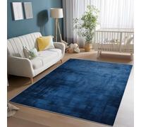 Washable Area Rugs for Living Room 120 x 170 cm, Abstract Surrealism Texture Print Low Pile Navy Blue Gray Area Rugs with Non-Slip Backing, Easy Clean Carpet for Bedroom Office Dining Room