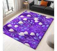 Washable Area Rugs for Living Room 160 x 230 cm, Simple Love Heart Shaped VinesBedroom Rugs Non Slip Soft Rubber Backing PurpleLow Pile Floor Carpet for Kids Office Dining Room Kitchen Nursery Room