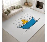 Washable Area Rugs for Living Room - Extra Large Rugs Living Room 72" x 107" Modern Carpets - White Non Slip Ultra soft Cartoon Minimalist Rubber Duck Fun Kitchen Rug Easy Care