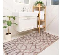 Washable Bathmat Rugs Beige Brown Ornate Tribal Inspired Decorative Statement Piece Soft Feel Kid Pet Suitable Non-Shed Bathroom Bedroom Dressing Room Living Area Rug 80cm x 150cm (2ft 7" x 4ft 11")