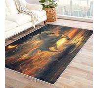 Washable Beach Animal Small Rugs for Bedroom, Entryway, Mats and Rugs, Horse Moon Cloud Bedroom Decor Area Rug, Non Slip Low Pile Soft Indoor Door Mat, 100 x 150 cm