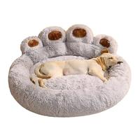 Washable Bear Paw Shaped Pet Bed with Calming Anti Anxiety Design Soft Plush Medium Dog Bed with Non Slip Bottom Small Large Puppy Beds Orthopedic Comfort for Small Medium Dogs Cats (50cm Gray)