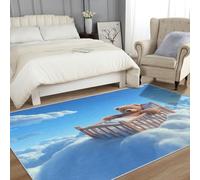 Washable Bear Rugs for Entryway, Sky Cradle Cloud Design Small Area Rug Bedroom Decor, Non Slip Low Pile Soft Indoor Door Mat, 40 x 60 cm