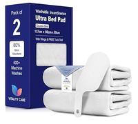 Washable Bed Pad with Tucks, Double Size 137x86 cm, 2 Pack, 3L Absorbency, Reusable Mattress Protector for Incontinence, Bedwetting, White