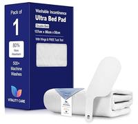 Washable Bed Pad with Tucks/Flaps - 137x86 cm Double Size Mattress Protector for Incontinence & Bedwetting, Reusable Absorbent Washable Underpad, 3 litres Absorbency, White