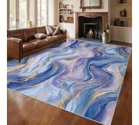Washable Blue Purple Quicksand Rugs Bedroom Accessories 50x80 - Marble Fluid Art Area Rugs for Kitchen Entryway, Non Slip Low Pile Door Matts Indoor Entrance, Home Decor H-97