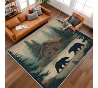 Washable Cabin Rugs Bedroom Accessories 60x110 - Rustic Cabin Area Rugs for Kitchen Entryway, Non Slip Low Pile Door Matts Indoor Entrance, Home Decor H-91