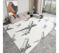 Washable Carpet 60 x 90 cm for Living Room, Geometric Airplane Stripes Bedroom Rectangle Rug Non-slip Carpet - Minimalism Print Decor Short Pile Rug Non-Shedding for Kitchen Office Playroom