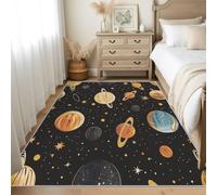 Washable Cartoon Universe Door Mats Indoor 50x80 cm, Outer Space Rugs Bedroom & Kitchen & Entryway, Non Slip Low Pile Small Rugs, Home Decor Patterned Entrance Mat P-&136