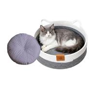 Washable Cat Bed Cotton Rope Pet Accessories with Mat | indoor cat bed braided basket for kitten bunny small dogs toys bedroom living room dorm all