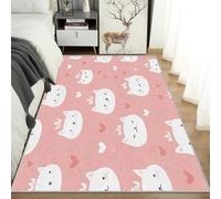 Washable Cat Cute Small Rugs for Bedroom, Entryway, Mats and Rugs, Crown Heart Bedroom Decor Area Rug, Non Slip Low Pile Soft Indoor Door Mat, 100 x 150 cm