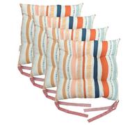 Washable Chair Cushion for Dining Chairs 36 x 36cm Soft Seat Pads with Ties Comfortable Seat Cushions for Garden Chairs Indoor Outdoor Cushions Hollow Conjugated Filling [Design 11, Set of 4]