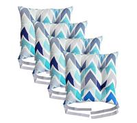 Washable Chair Cushion for Dining Chairs 36 x 36cm Soft Seat Pads with Ties Comfortable Seat Cushions for Garden Chairs Indoor Outdoor Cushions Hollow Conjugated Filling [Design 8, Set of 4]