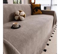Washable Chenille Sofa Throw with Tassel, 3 Seater Couch Cover, Furniture Protector for Settees, Loveseat, Corner Futon, Extra Large