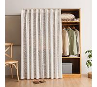 Washable Closet Curtain- Sliding Design White Dustproof Privacy Shelf Curtain, No Drilling Required with Self-Adhesive Whisper Track for Offices, Living Rooms,C,W 160 cm x H 220 cm