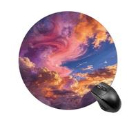 Washable Comfortable Computer Mousepad with Non-Slip Rubber Base | Waterproof Round Mouse Pad Cute Funny Small Rubber Mouse Mat for Laptop Office Desk 7.8 inch Colorful Clouds