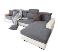 Washable Corduroy Couch Covers for L-Shaped Sectional Sofa Stretch Velvet Sofa Cushion Covers for 3-Seat Couches Magic Furniture Protectors (Dark Grey Large Chaise Lounge)