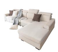 Washable Corduroy Couch Covers for Sectional Sofas Stretch Velvet Magic Sofa Covers for L-Shaped Couches Large Beige 3-Cushion Couch Protector