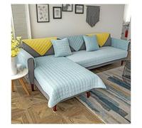 Washable Corduroy Sofa Cover for Dogs Anti Slip L Shaped Couch Protector Durable Light Blue Furniture Cover for Daily Wear & Tear Fits Chairs & Loveseats (70 * 240cm)