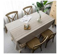 Washable Cotton Linen Tablecloth 80x165cm Brown Rectangle Dustproof Kitchen Dining Table Cover Perfect for Home Decor Coffee Table Parties and Events