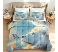 Washable Coverless Duvet Double White Lion Sky Cloud No Cover Duvet