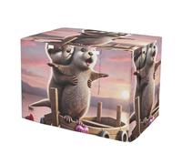 Washable Cute Otter Couple Love Boat Dog Crate Covers Fixed Buckle at Bottom Covers for Pet Crates Medium