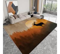 Washable Dark Brown Area Rug for Living Room, Soft Non-shedding Non-slip Rug - Minimalist Animals Forest Deer Mat Carpets for Bedroom Kitchen Office Bathroom Nursery, 120 x 170 cm