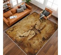 Washable Dead Moth Rugs Living Room Accessories 200x290 - Insect Vintage Moth Area Rugs for Bedroom Kitchen, Non Slip Soft Low Pile Patterned Carpet, Home Decor H-99
