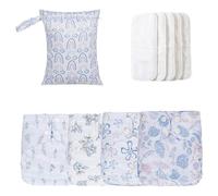 Washable Diapers for Baby - Reusable Cloth Diaper Set with Adjustable Fit, Wet Bag & 4 Inserts | Soft Breathable Diaper Liners for Toddler, New Born Baby Nappy, Absorbent Leak-Resistant Eco Option