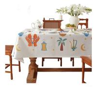 Washable Dining Tablecloth Orange for crescent Design Washable(B 135X135CM)