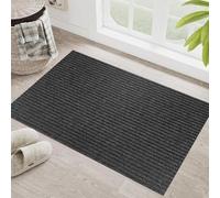 Washable Dirt Trapper Door Mats 80 x 85 cm Non-Slippery Heavy Duty Stylish & Large Rubber Dirt Trapper Doormat Entrance Rug for Inside, Front Back Door, Pets and Dogs, Black