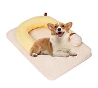 Washable Dog Bed Cooling Mat, Sofa with Removable Cover, Mattress with Non S Bottom, Raised Edges, Slee Mattress for Small To Medium,Beige (Four Seasons)