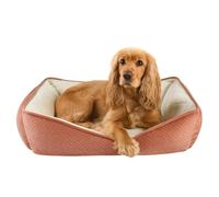 Washable Dog Bed - Super Soft Quilted Pet Bed with Non-Slip Base, Breathable Puppy Sofa, Small (60 x 50 x 20 cm), Coral Pink