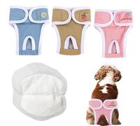 Washable Dog Diapers Female 3PCs Pull Up Adjustable Waist Wraps with 20Pcs Disposable Sticky Pad Linings Leak-Proof for Puppy Dogs in Heat Training Incontinence (XL)