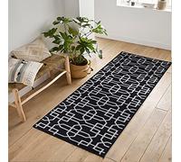 Desire Rugs Anti-Slip Cubed Trellis Design Doormat - Machine Washable for Easy Care in Black | Size: 80 cm x 300 cm Desire Rugs Black 80 cm x 300 cm