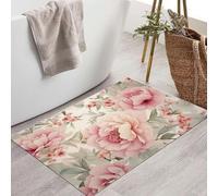 Washable Door Mats Indoor - 40 x 60 cm Non-Slip Rubber Backing Gentle Peony Doormats - Super Absorbent Entrance Rug Romantic Country Style Floor Mats for Entryway Bathroom Kitchen, Cherry Blossom Pink