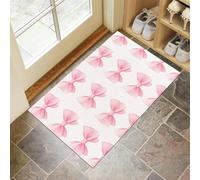 Washable Door Mats Indoor, Non-Slippery Front Door Mat Dreamy Bow, Super Soft Non Slip Doormat Simple And Cute, Water Absorbent Floor Pink Mats Entrance Rug 45x75 cm
