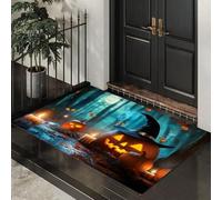 Washable Door Mats Indoor, Non-Slippery Front Door Mat Forest Witch Hat, Super Soft Non Slip Doormat Weird Candles, Water Absorbent Floor Green Mats Entrance Rug 80x120 cm