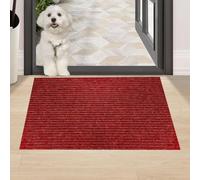 Washable Door Mats Indoor Outdoor 46 x 130 cm Non-Slippery Heavy Duty Stylish & Large Rubber Front Door Mat, Entrance Rug for Back & Front Patios, Red