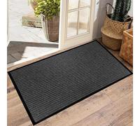 Washable Door Mats Indoor Outdoor 46 x 140 cm Absorbent, Non-Slip, Rubber Backed Dust Dirt Trapper Doormat Entrance Rug for Entrance, Inside, Kitchen, Black